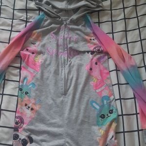 justice sleep romper with hoodie